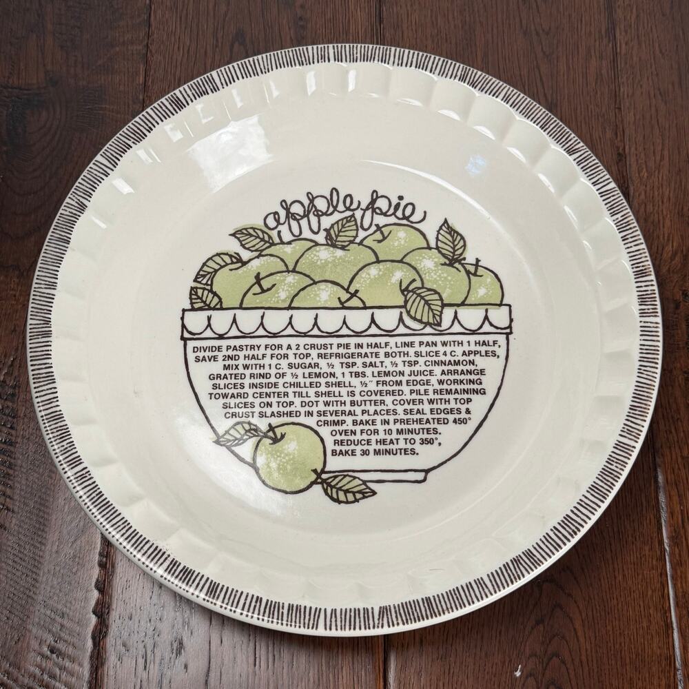 Vintage Royal China Jeannette Apple Pie Plate | Recipe Pie Plate